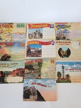 Vintage 1930s-1960s Souvenir Postcard Folders Lot of 10 - Travel Ephemera